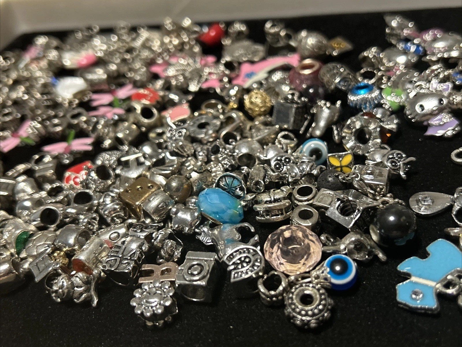 Vintage Lot 181 Charms Bead Spacer Clip Dangle Mix Rhinestone Enamel Collection