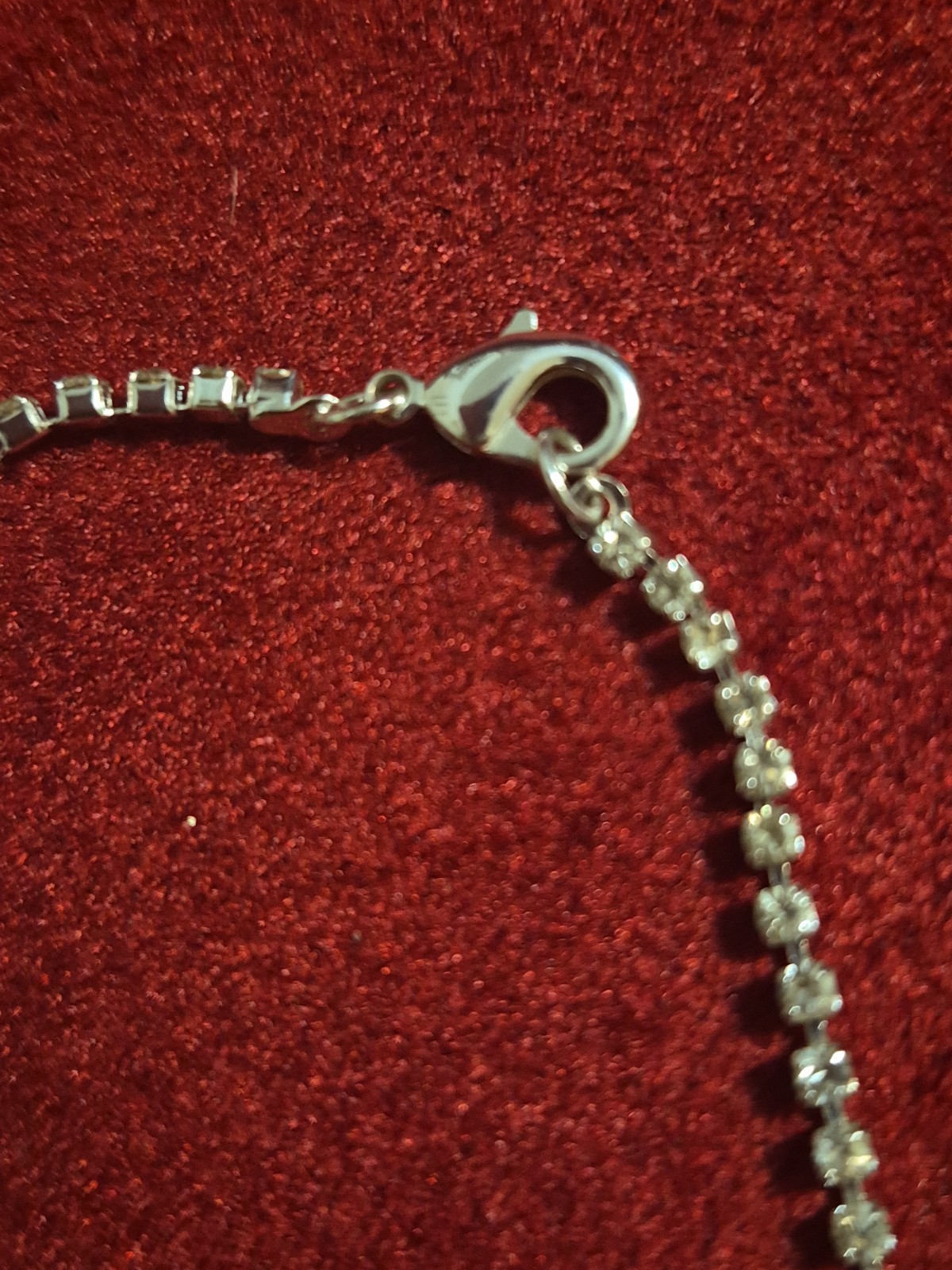 Vintage silver tone Ankle Bracelet with clear Rhinestones
