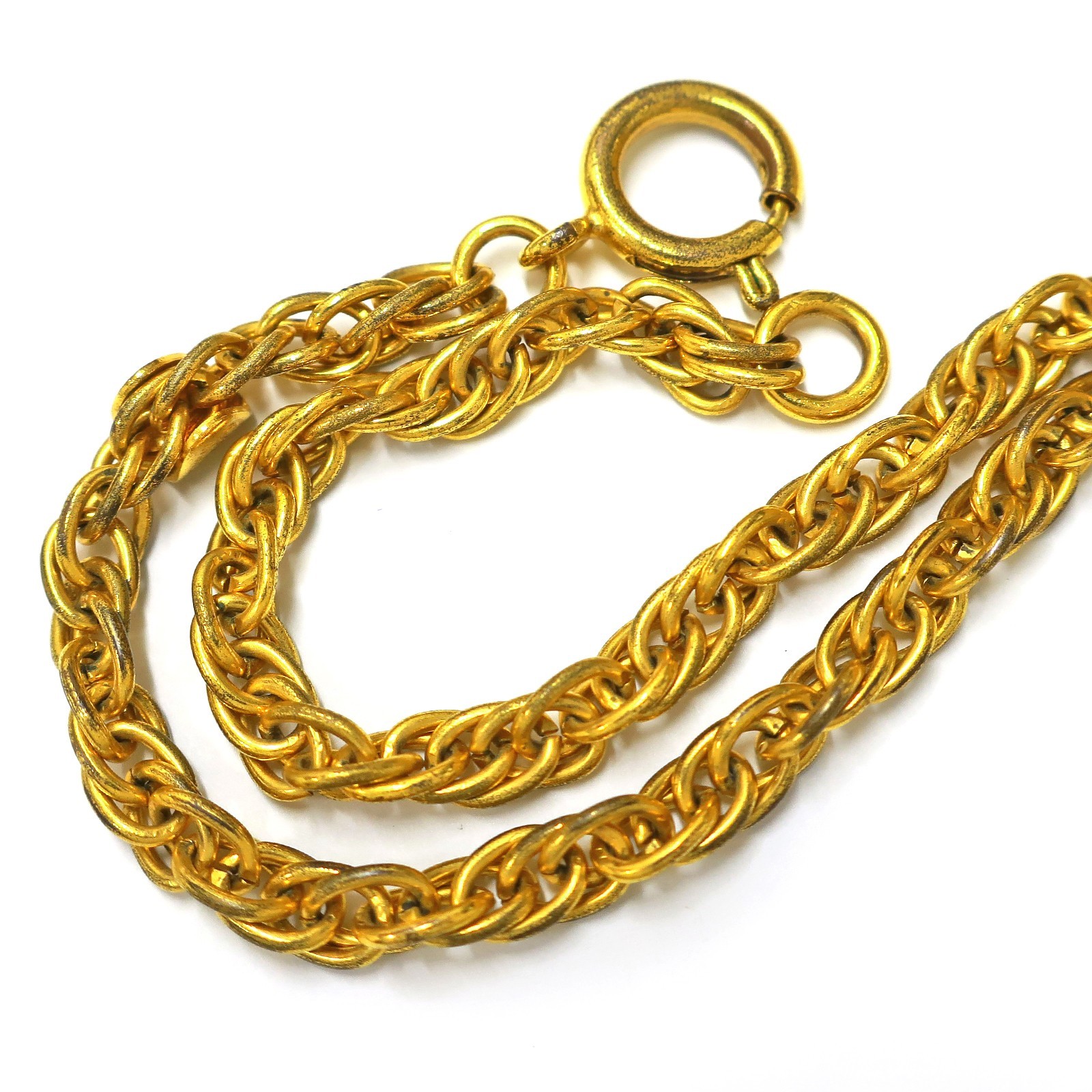 CHANEL Gold Plated CC Logos Charm Vintage Chain Necklace Pendant #1342c Rise-on