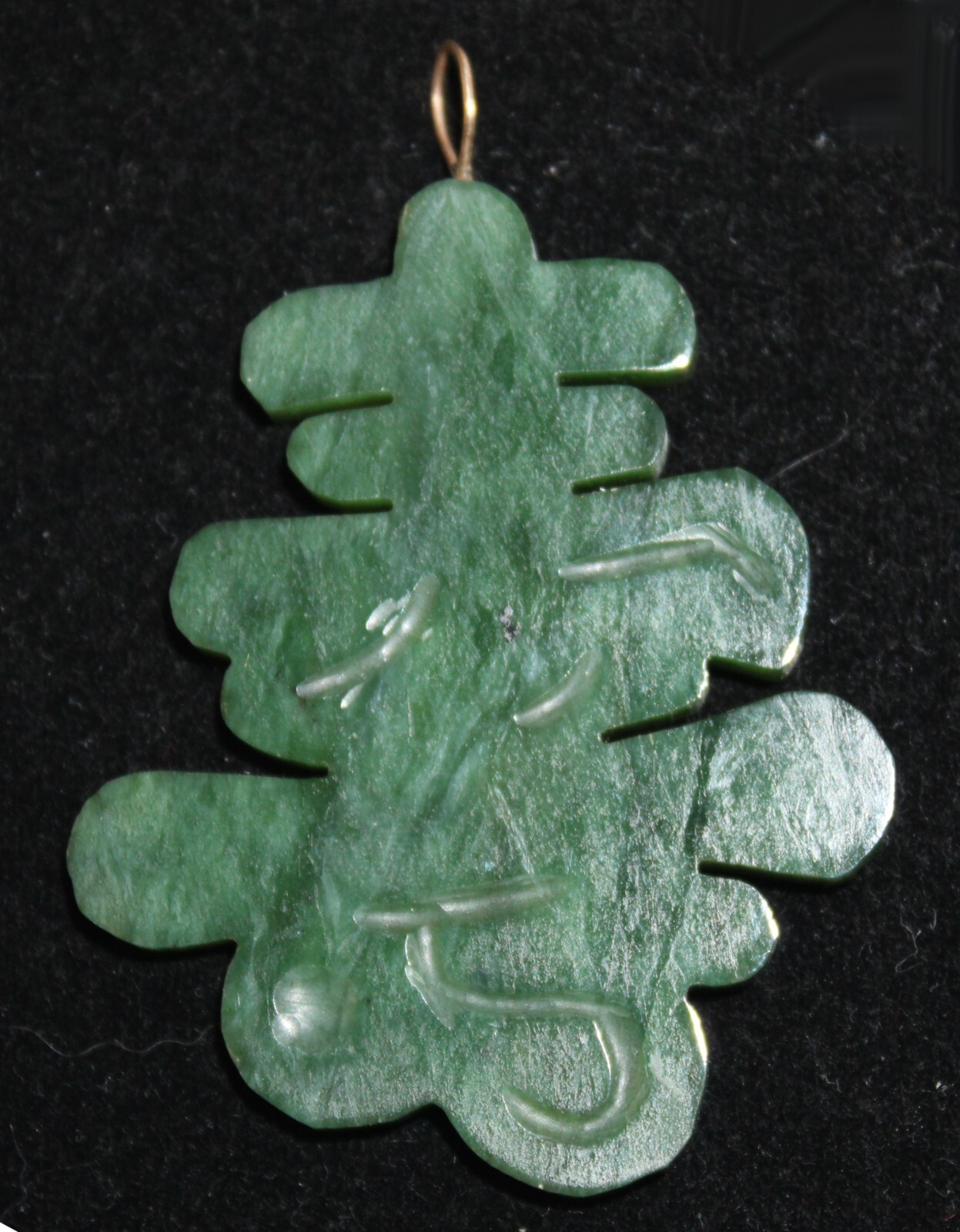 Carved Green Jade Pendant Happiness and Longevity