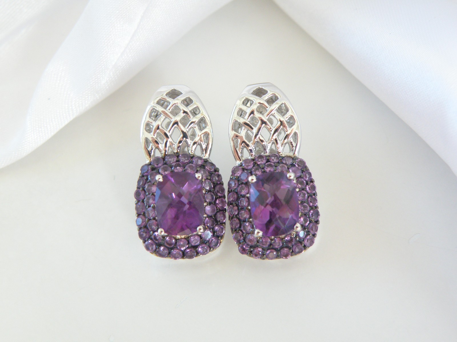 Sterling Silver 925 Natural Heated African Amethyst Earrings