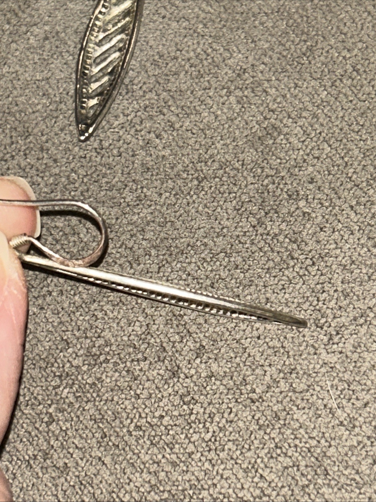 Vtg Sterling Silver Artisan Made Elongated Teardrop Openwork Dangle Earrings
