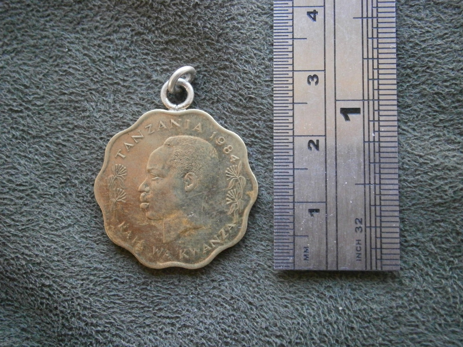Tanzania 10 Senti Julius Nyerere Zebra Vintage Coin Charm Pendant ~ 1984 ~ 5.2g