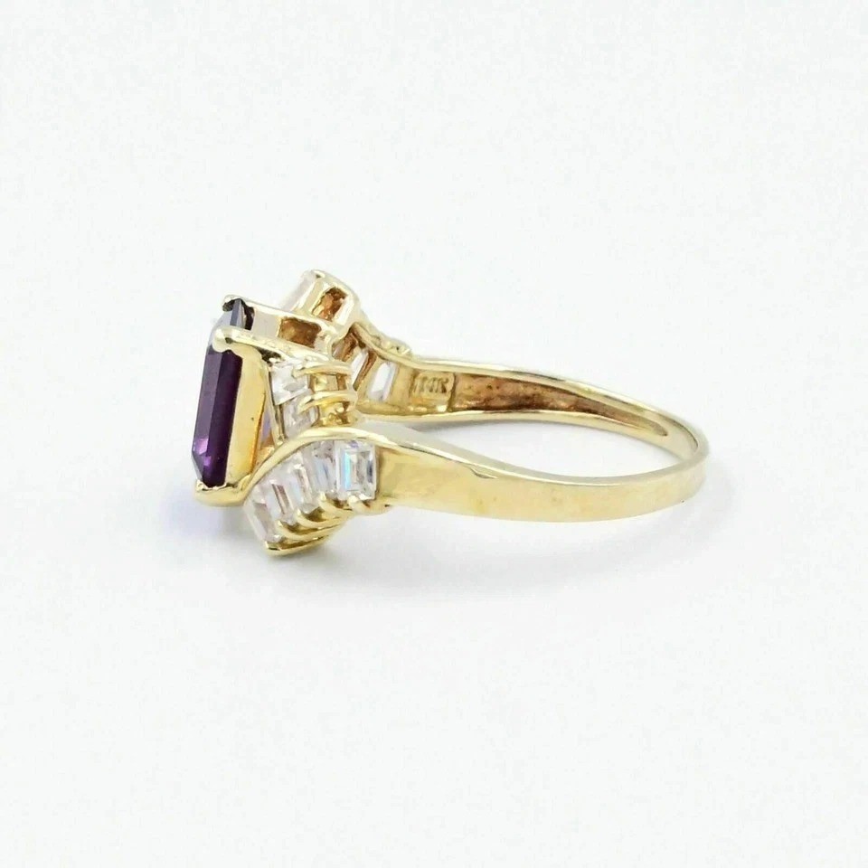 3Ct Emerald Cut Lab Created Sapphire Diamond Engagement 14K Yellow Gold FN Ring