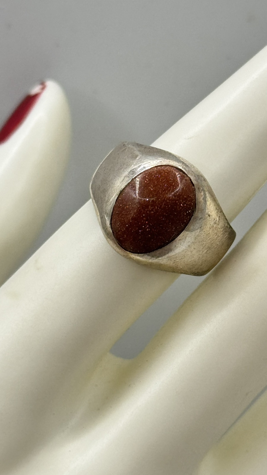 VINTAGE GOLDSTONE Sterling Silver 925 Band RING Sz 6.75