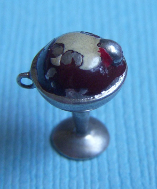 Vintage 40’s enamel ice cream sundae with cherry sterling charm