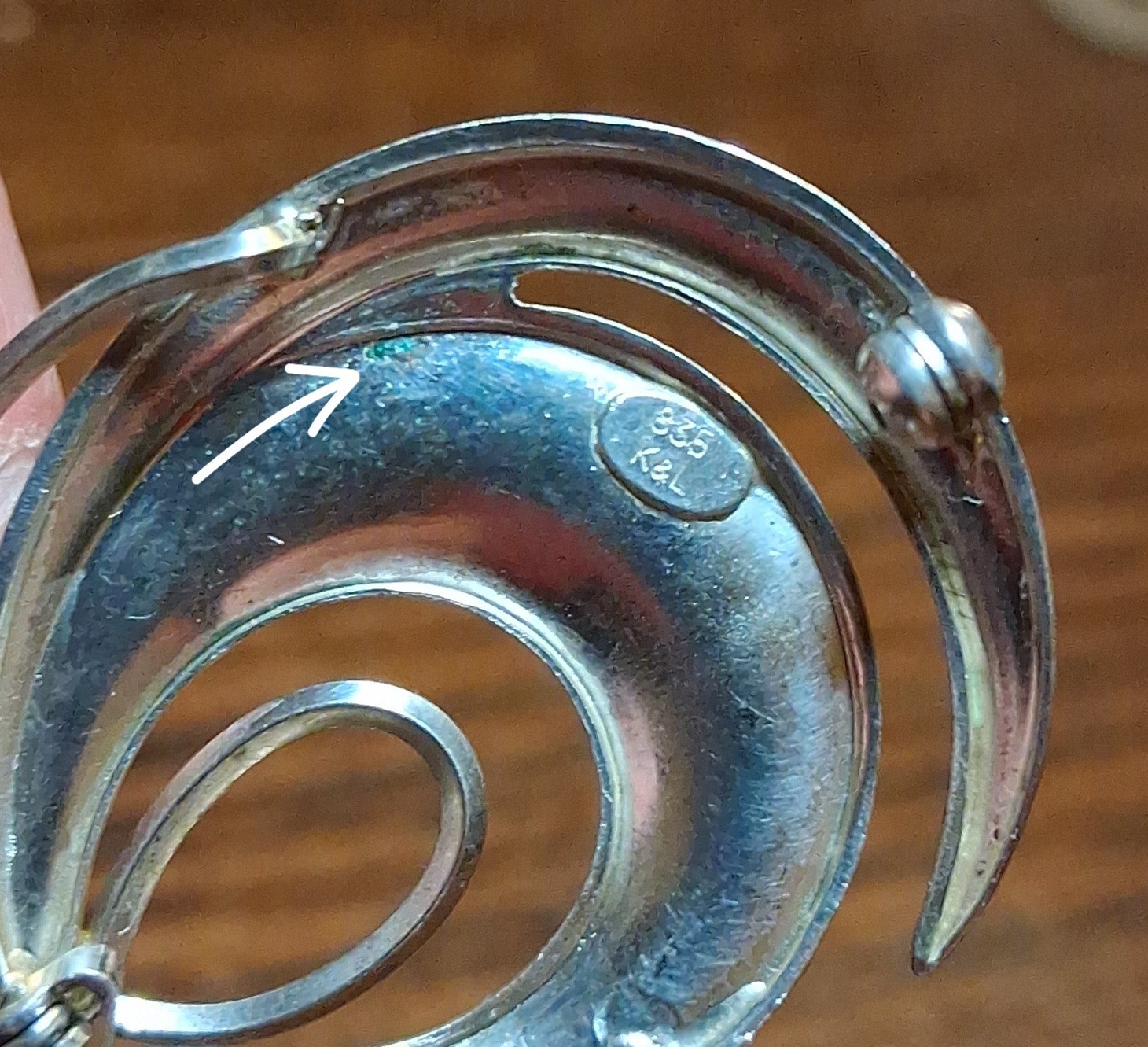 Vintage German K&L 835 Silver Sculptural Brooch Pin 4.2g MCM See Pics/Descriptio