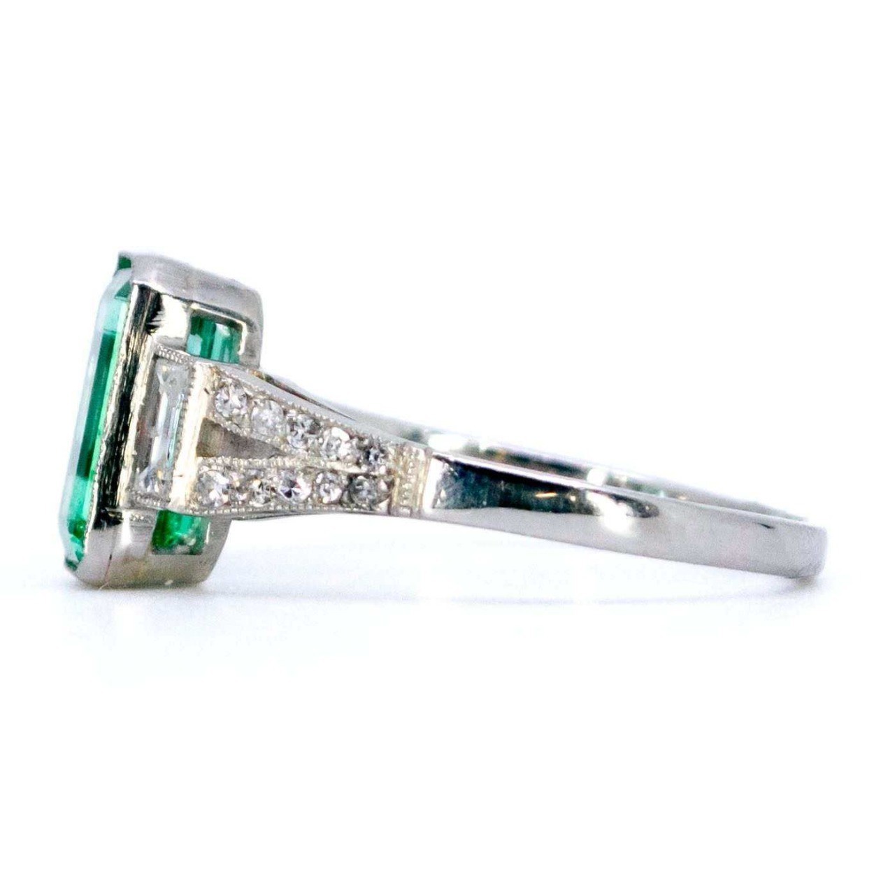 4.50 Ct Natural Emerald Art Deco Vintage Engagement Ring 925 Sterling Silver