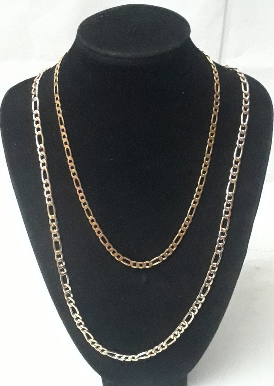 Vintage Lot of 2 Gold-Tone Stackable Flat Chain Necklace 16 – 24 inch
