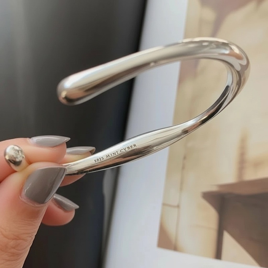 Vintage Cuff Bangle 925 Sterling Silver Jewelry Bracelet for Women Trendy Gift