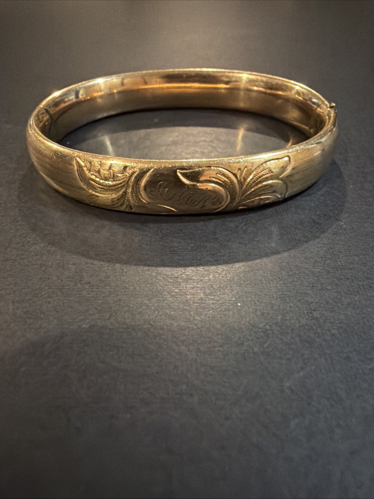 Vintage Gold Filled Engraved Hinged Bangle Bracelet Floral Etched