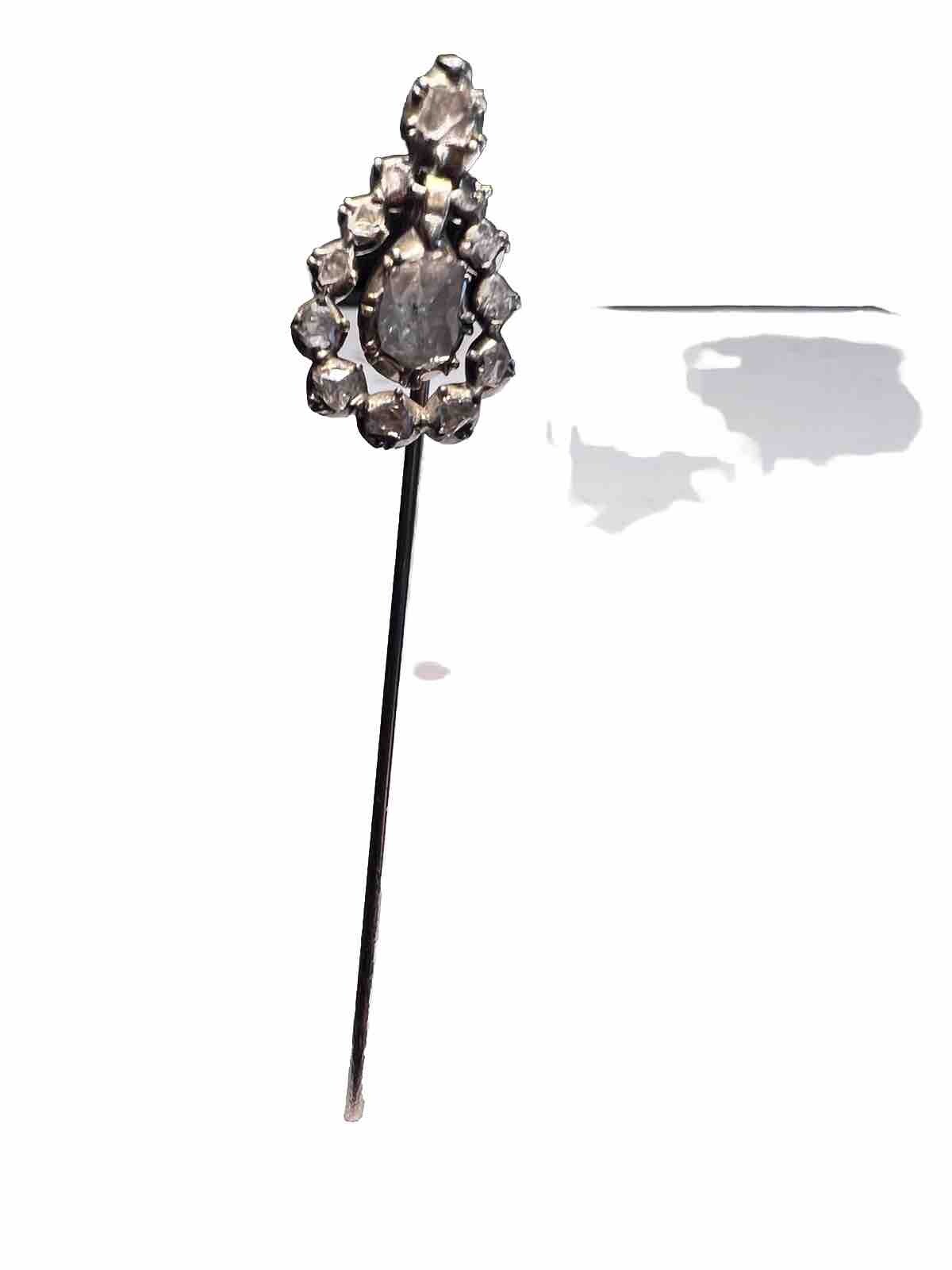 Vintage Yellow 14k Gold Rose Cut Diamond Stick Pin
