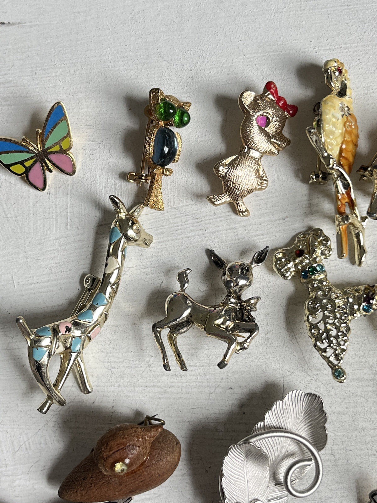 Vintage Jewelry Lot Brooches Small Pins Enamel Rhinestones Animals 1950 – 1980