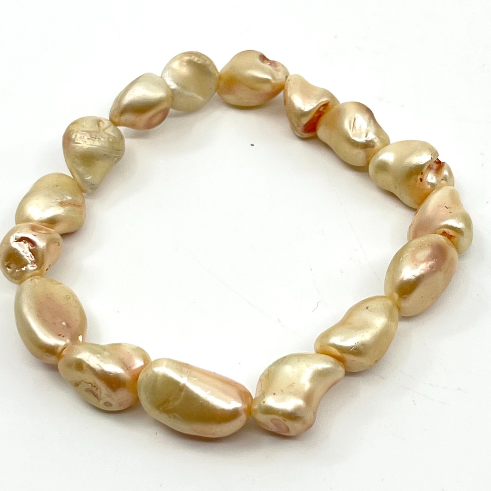 Vintage Iridescent Champagne Baroque Pearl Stretch Bracelet Classic Fashion