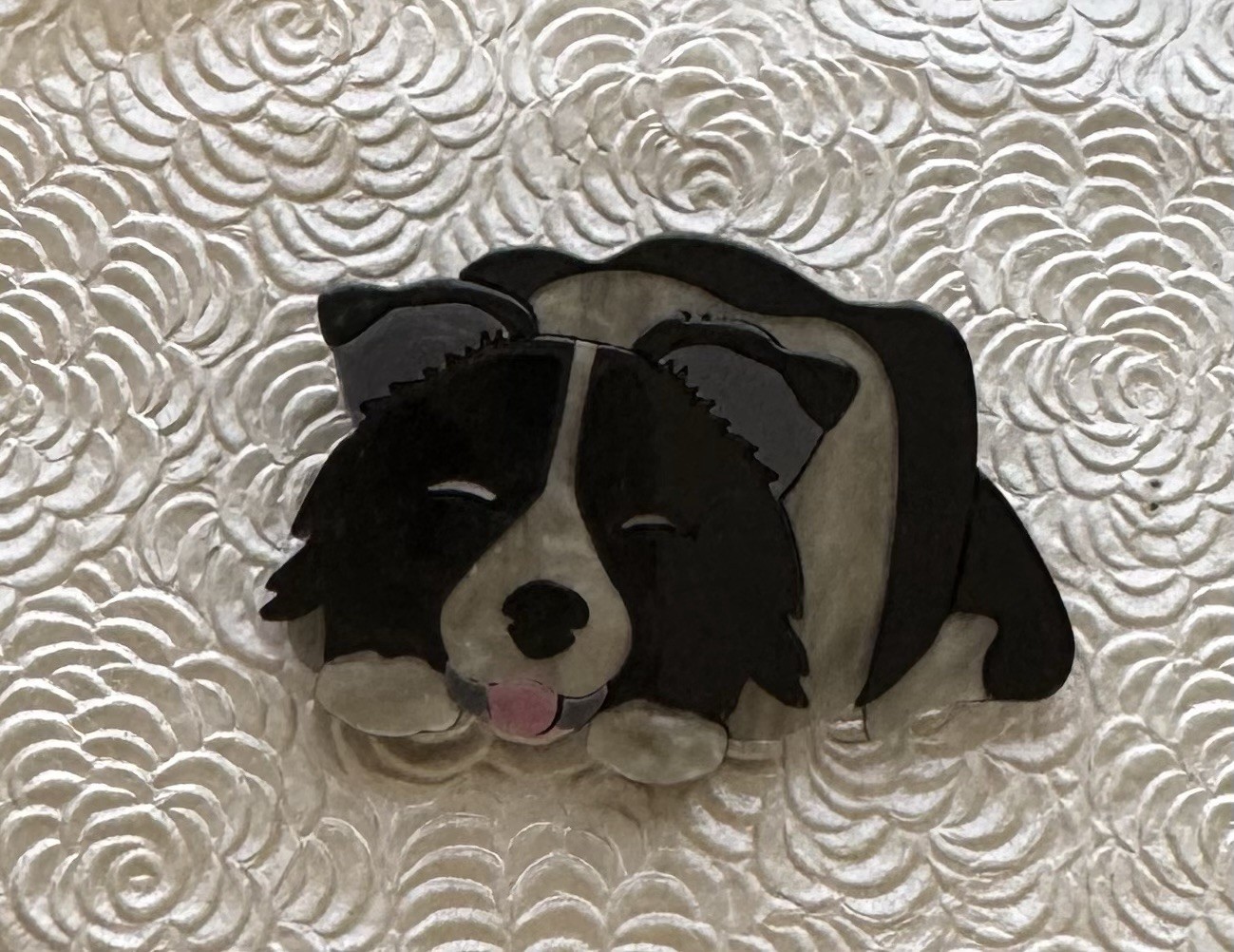 Dog vintage style acrylic brooch pin