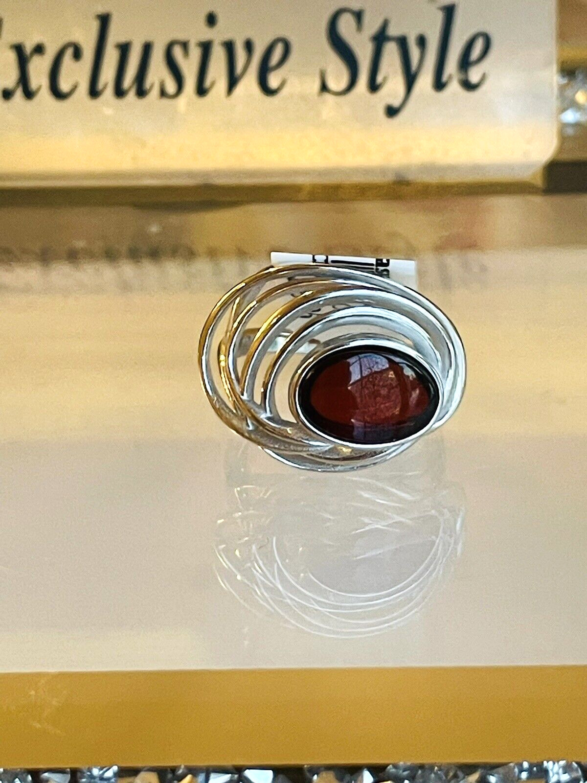 Genuine Baltic Natural Cherr Color Amber Ring Size 6,5 Vintage Butterscotch 老琥珀