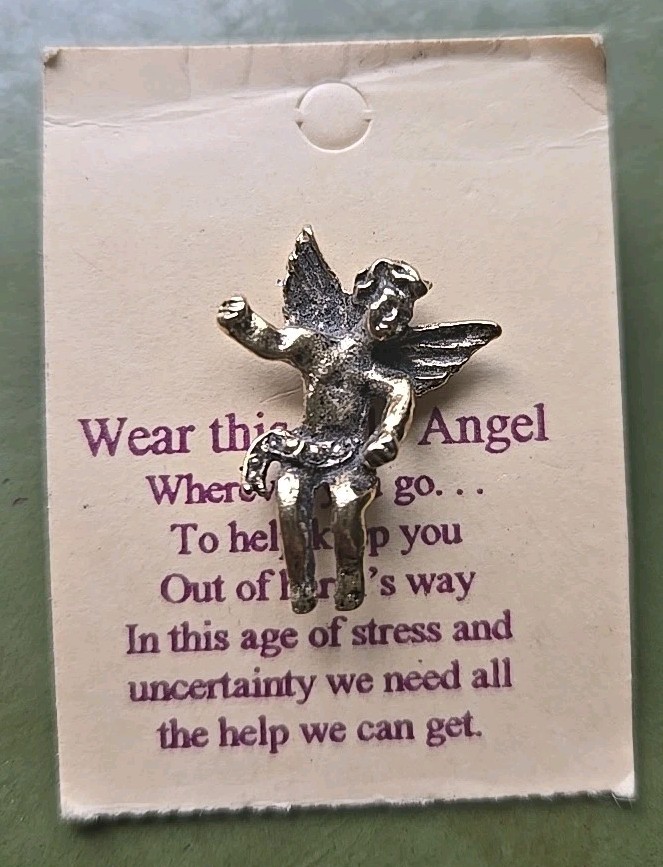 VTG New Angel Pin Brooch Gold Tone 7/8″ Fashion Jewelry