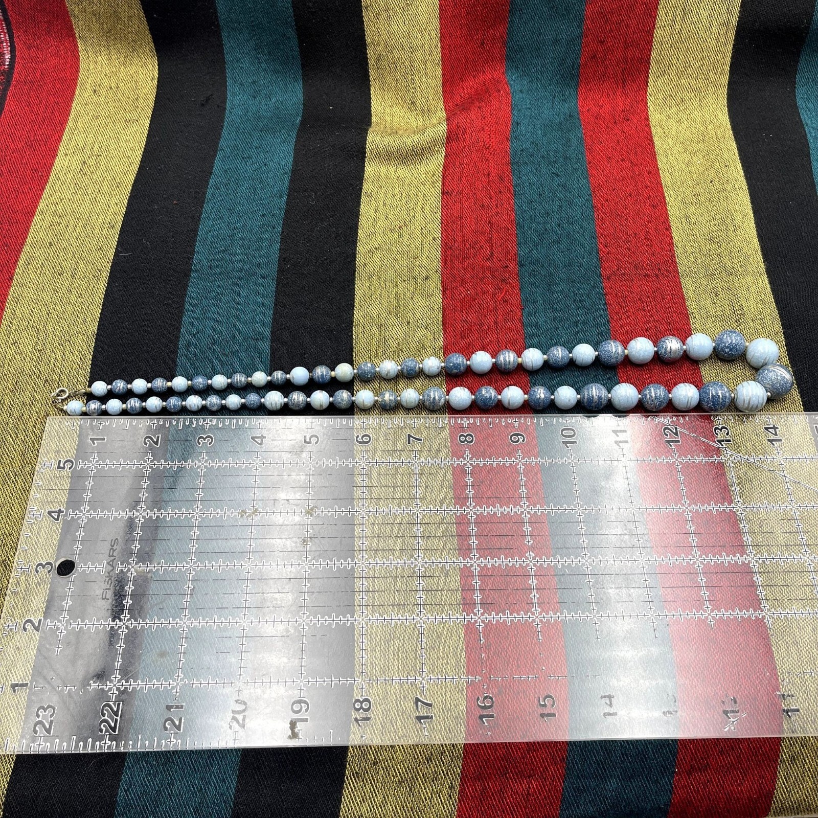Vintage Gradient Blue Beaded Necklace Layered 2 Necklaces Set 24″ & 28″