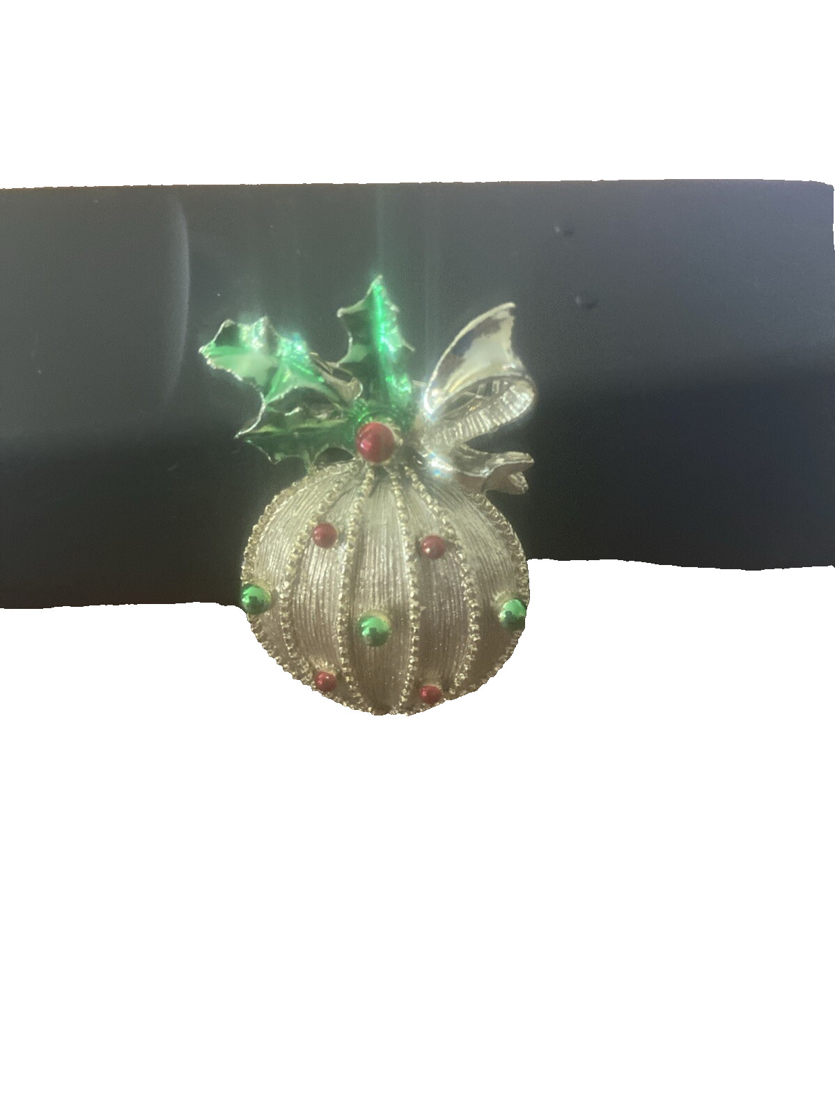 Vintage GERRY’S Goldtone Red Green Christmas Ornament Brooch Pin