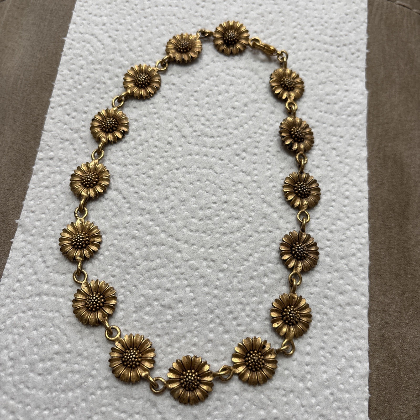 Vintage Eivind Hillestad Gold Tone Flower Necklace Signed EH VG