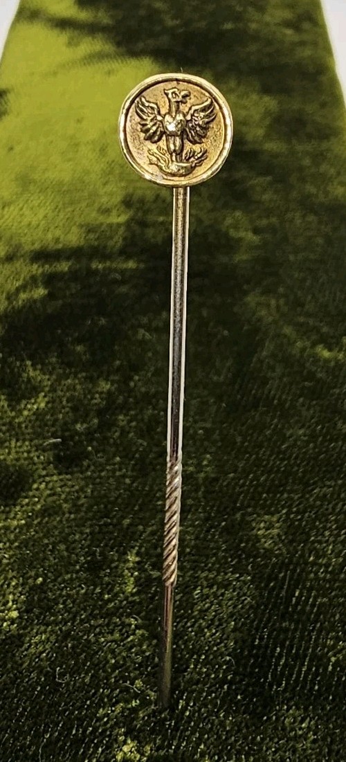 Vintage Brass Polish White Eagle Civilian Tie Stickpin From The Post WWII Era
