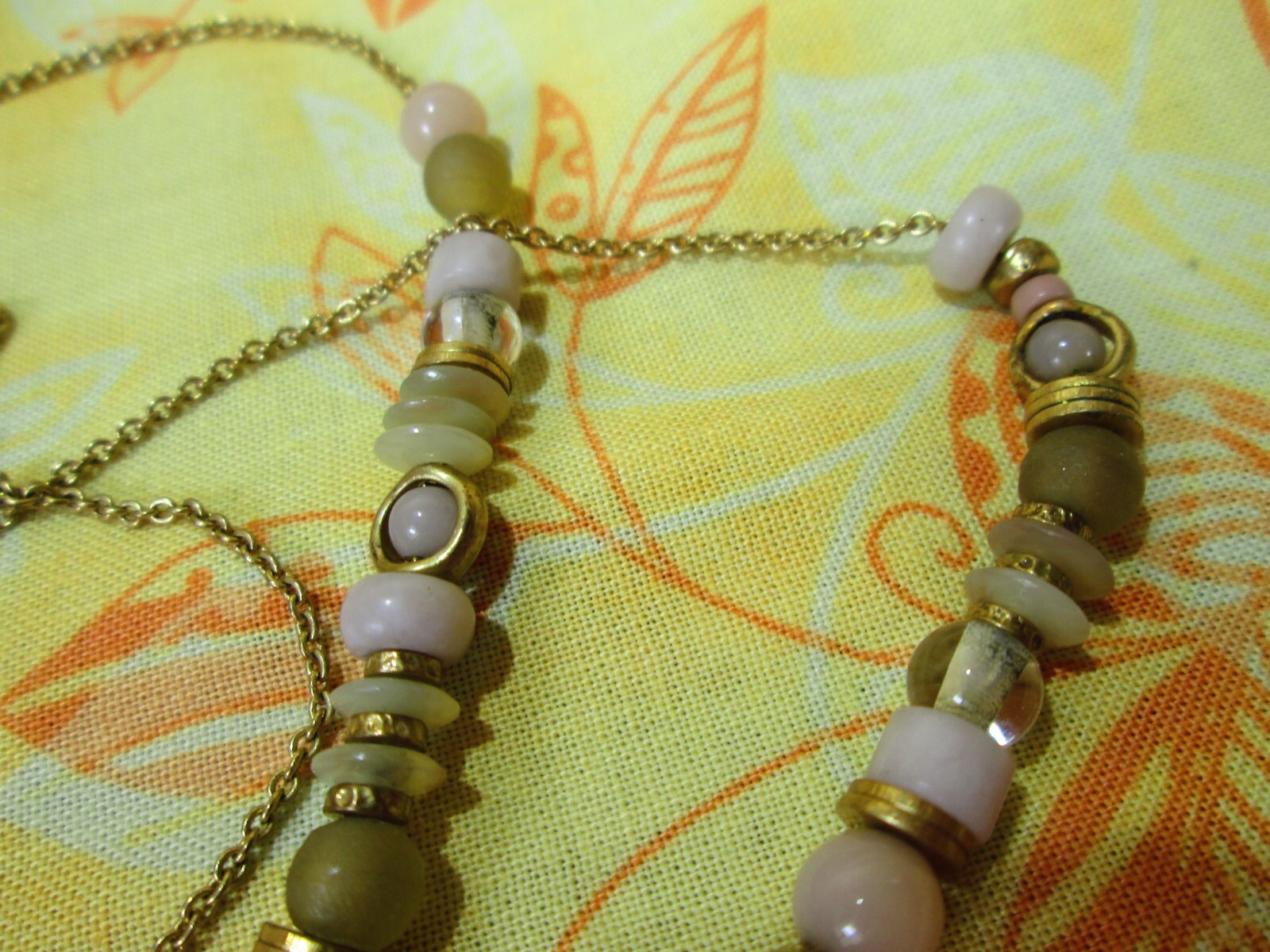 Vintage Ball Slide Bolo Lariat Necklace Gold Tone 34″ Adjustable / Beaded / Y