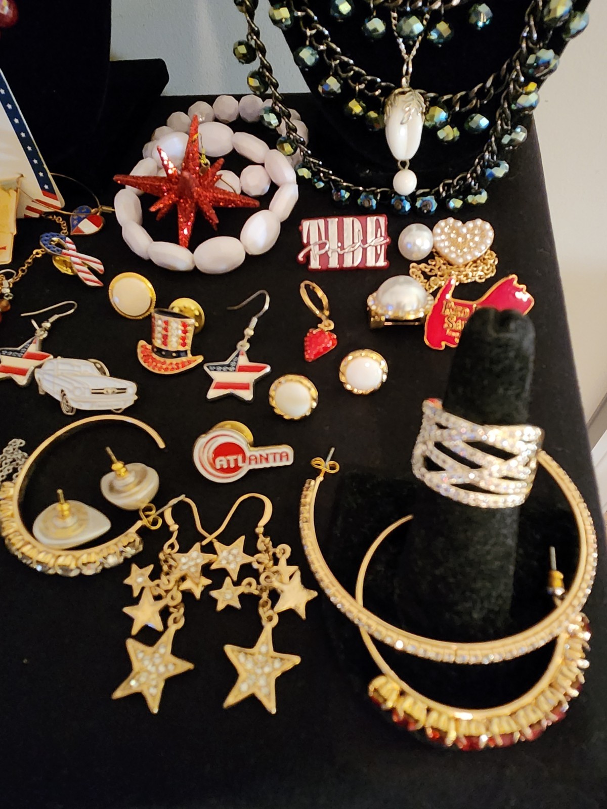 July Joy! Red White & Blue Vintage To Modern Asst Costume Jewelry Lot