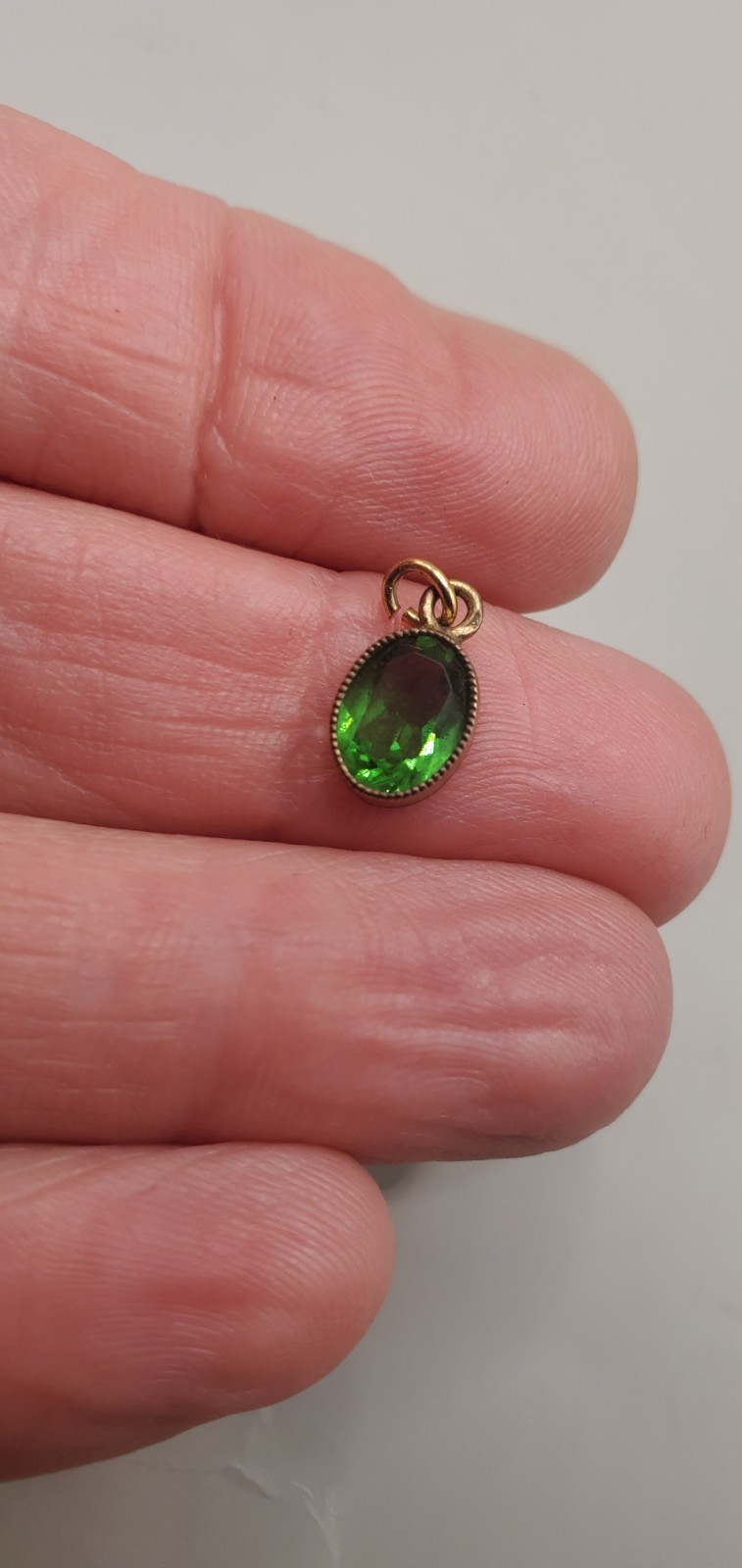Vtg Estate Pendants: Smokey Quartz TESTED Gemstone W/Chain, Small Green Glass