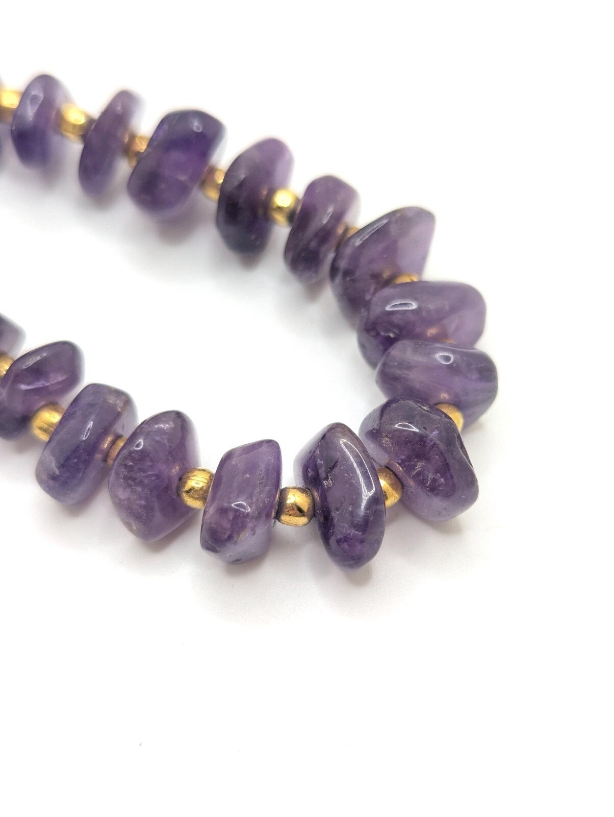 Vintage Amethyst Stone Purple Beaded Long Necklace Layering Present Gift For Her
