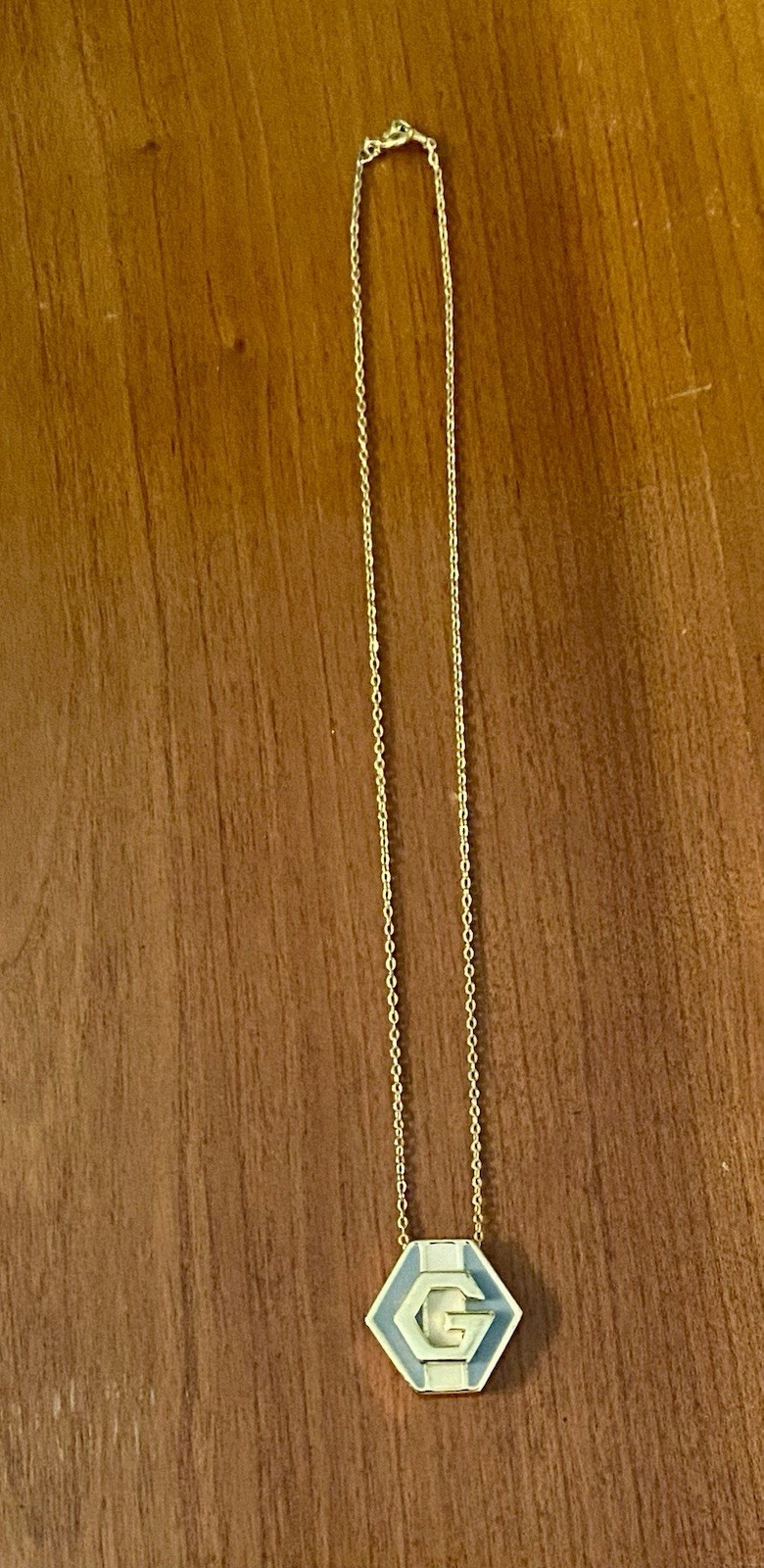 Givenchy Necklace 4G Logo Pendant Gold Tone Grey Vintage 1977 Geometric G Pair