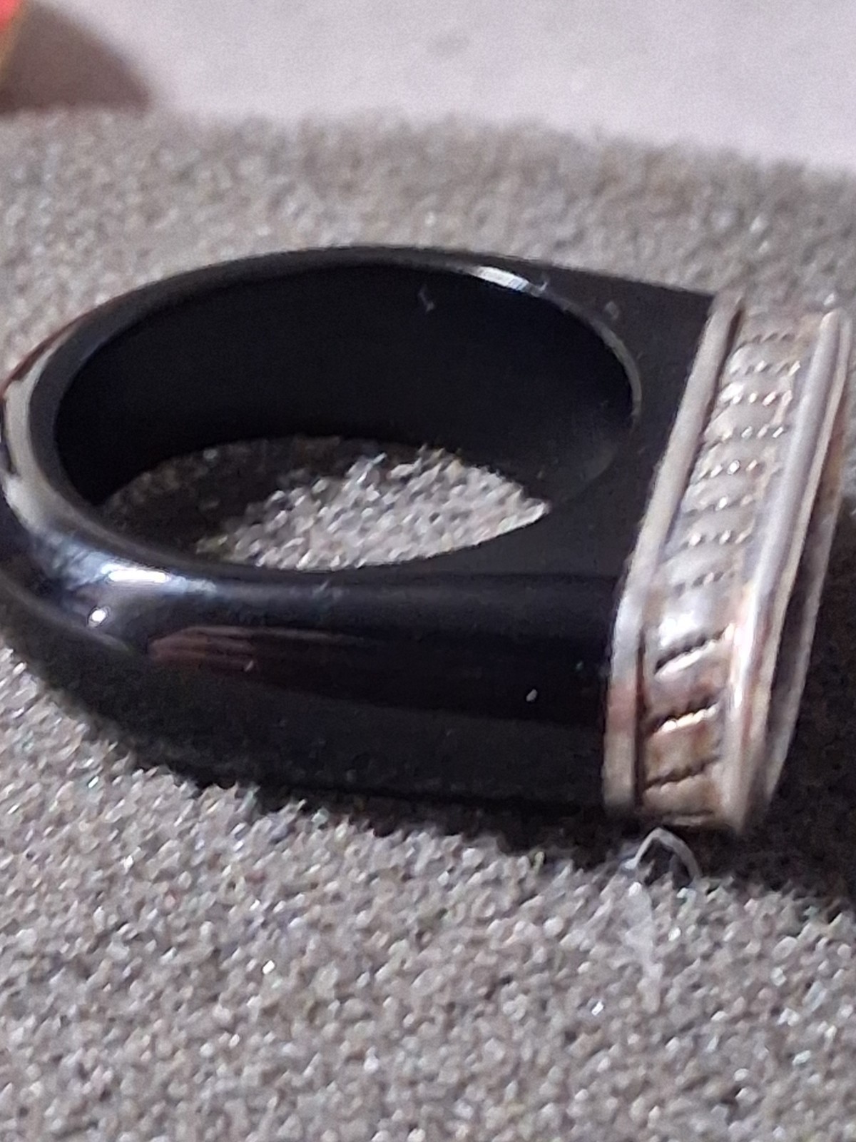 Sterling silver & onyx ring with interchangeable gemstones. SZ 6.75