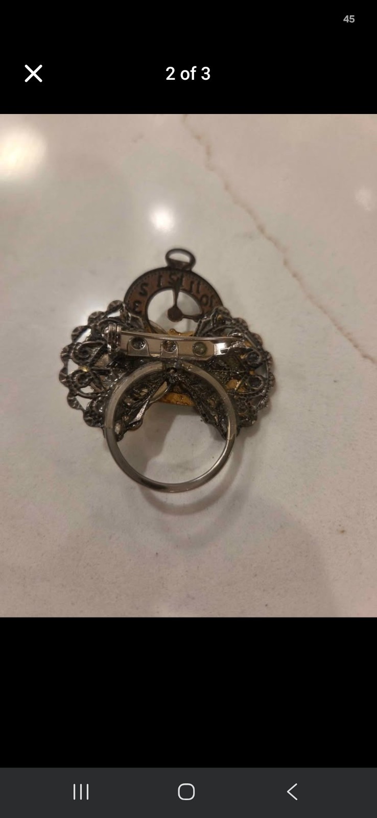 Vintage Bible, Quartz Crafted Pin Collectible Brass Look