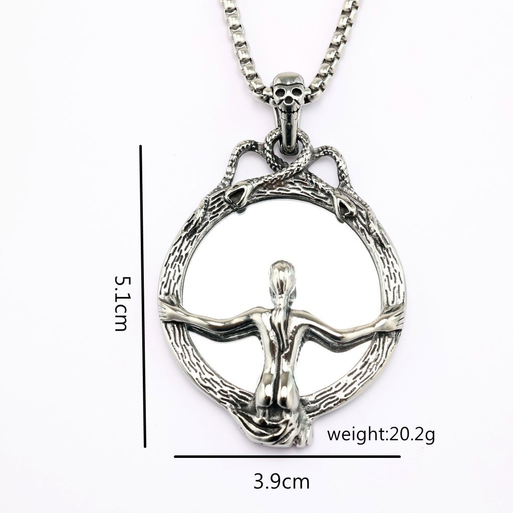 Retro Stainless Steel Men’s Pendant Gothic Magic Mirror Necklace