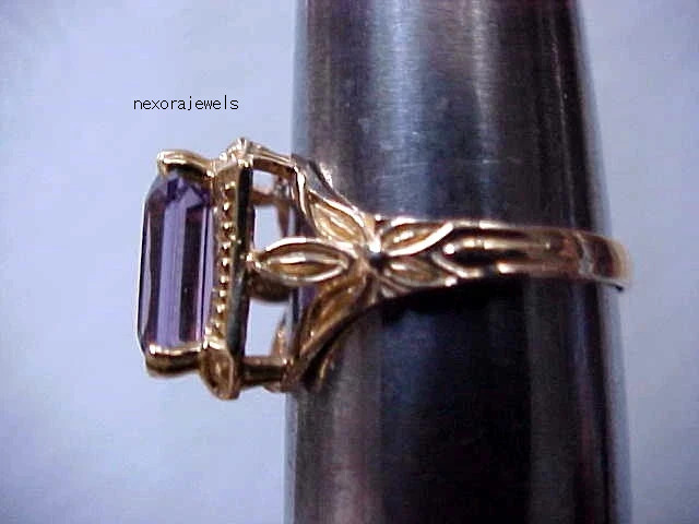 3.1Ct Emerald Cut Lab Created Amethyst Diamond Anniversary Gift 14k Gold FN Ring