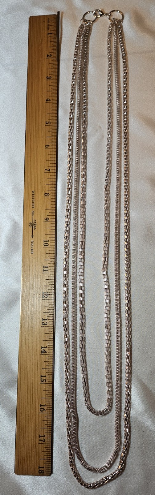 Triple-Strand Silver Chain Necklace