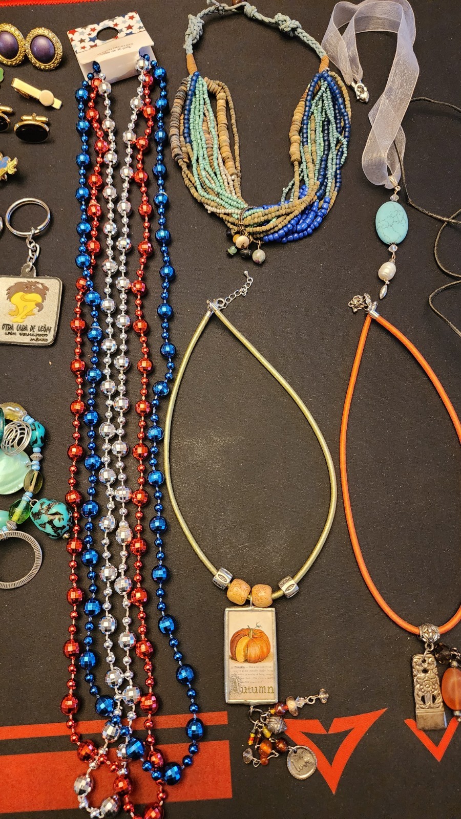 Lot #39 of random estate sale jewelry, earrings, necklace, pins, pendants, other
