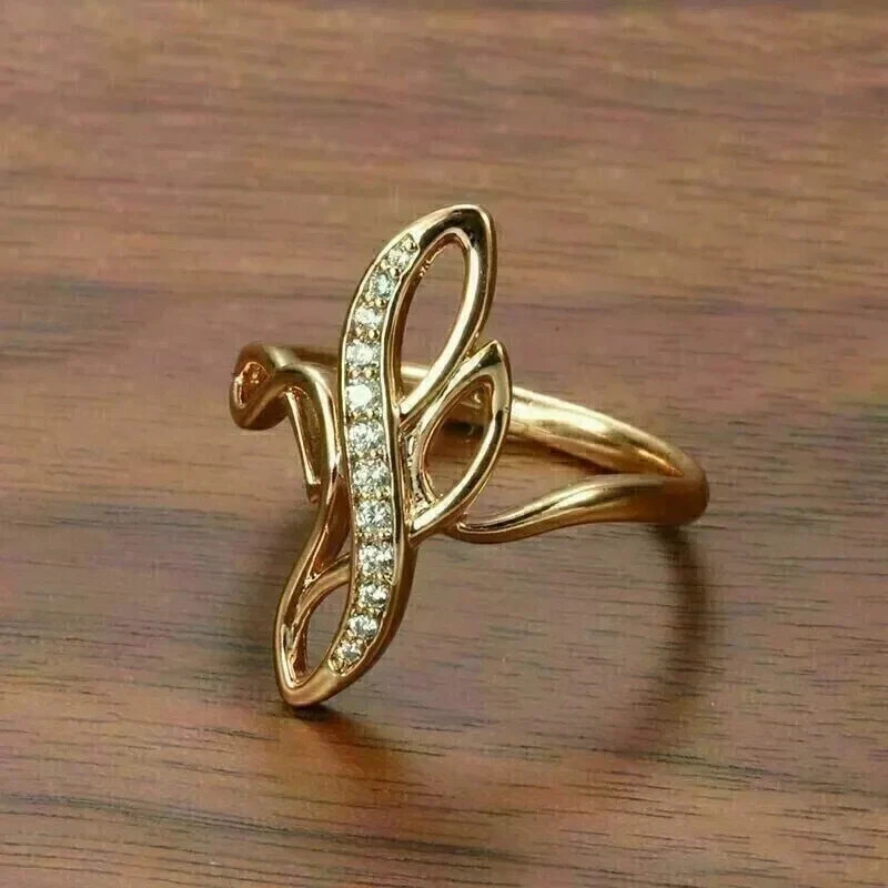 Art Deco Style Lab Created Diamond Pretty Shape 14k Gold Finish Engagement Ring