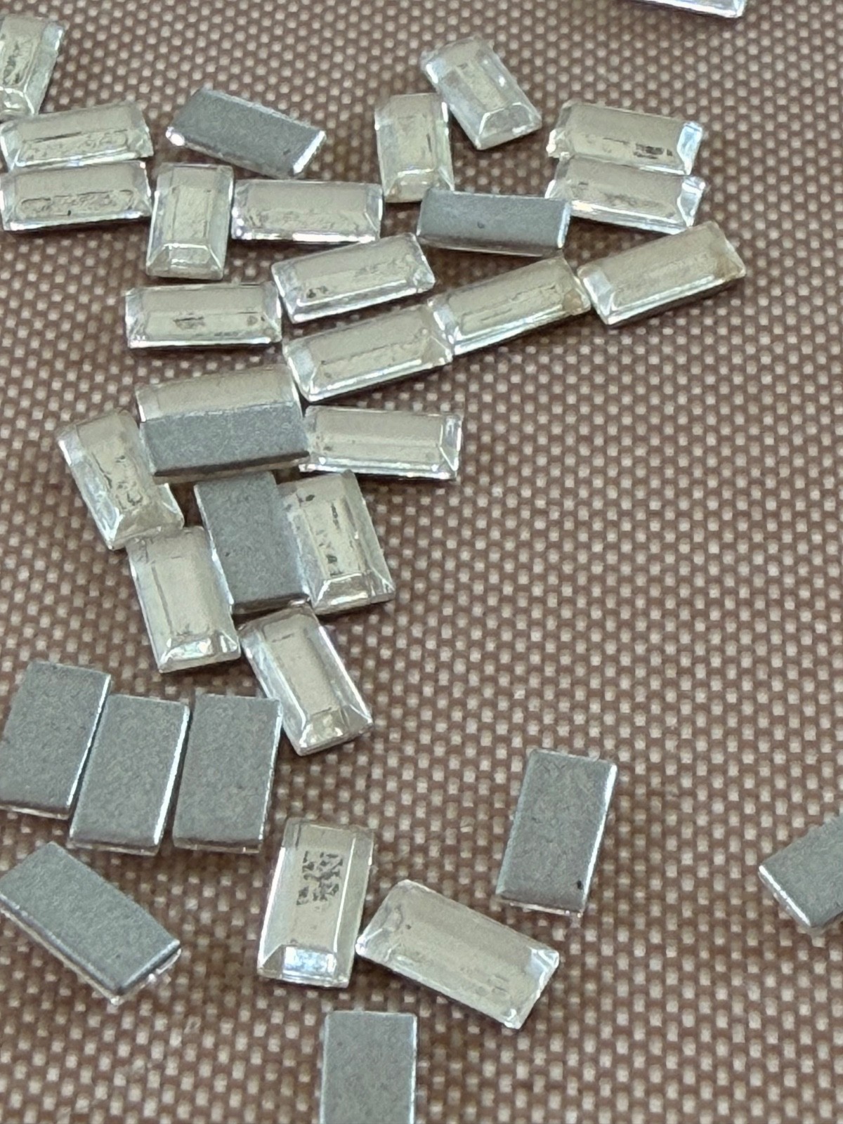 250 Rectangular Vintage Crystal Rhinestones 5×2.5mm Silver Foil Flat Back NOS