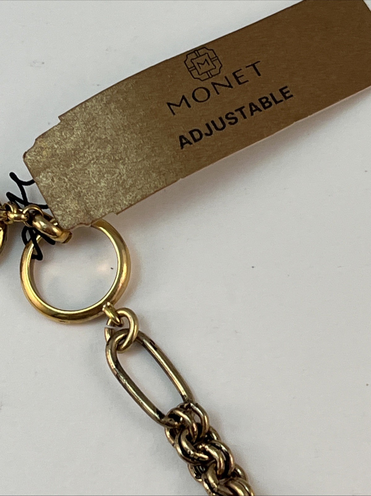 MONET Gold Tone Golden Brown Adjustable 17″-19″ Necklace READ