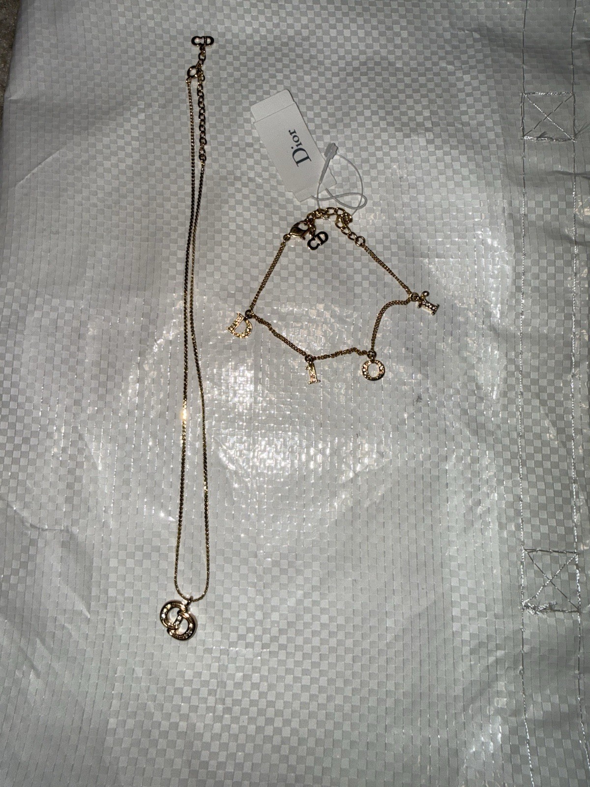 Vintage Christian Dior Charm Bracelet And Necklace Set Gold Plated