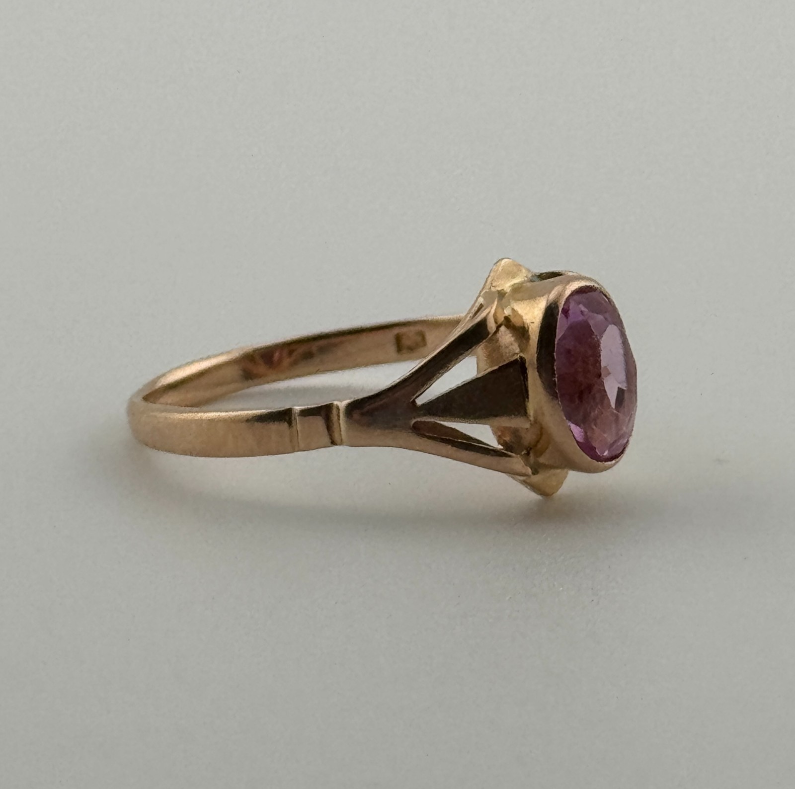 Soviet 14K Rose Gold Ruby Ring Vintage USSR 583 Hallmark Ukraine