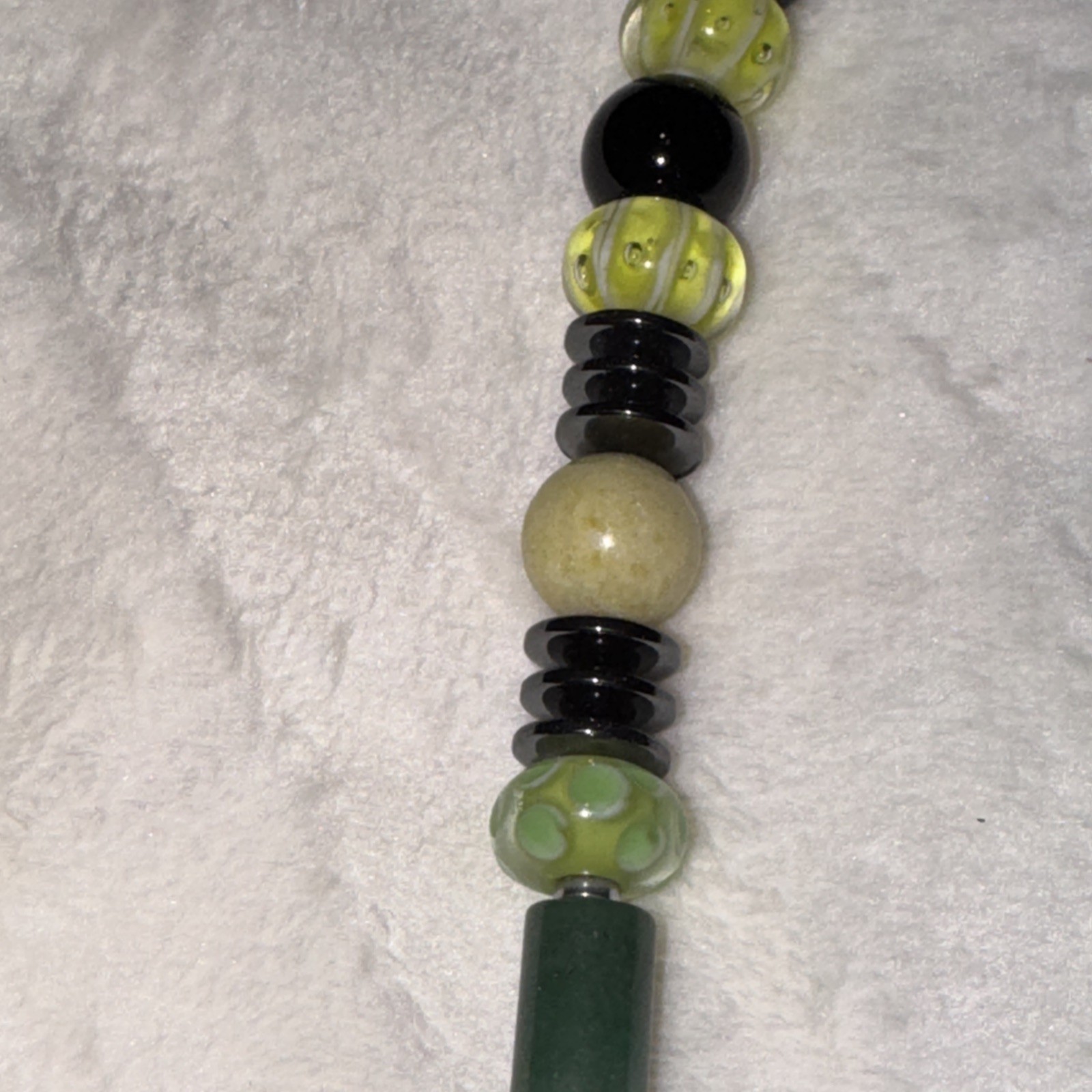 Vintage Handmade Multi Gemstone Including Jade And Black Onyx Necklace