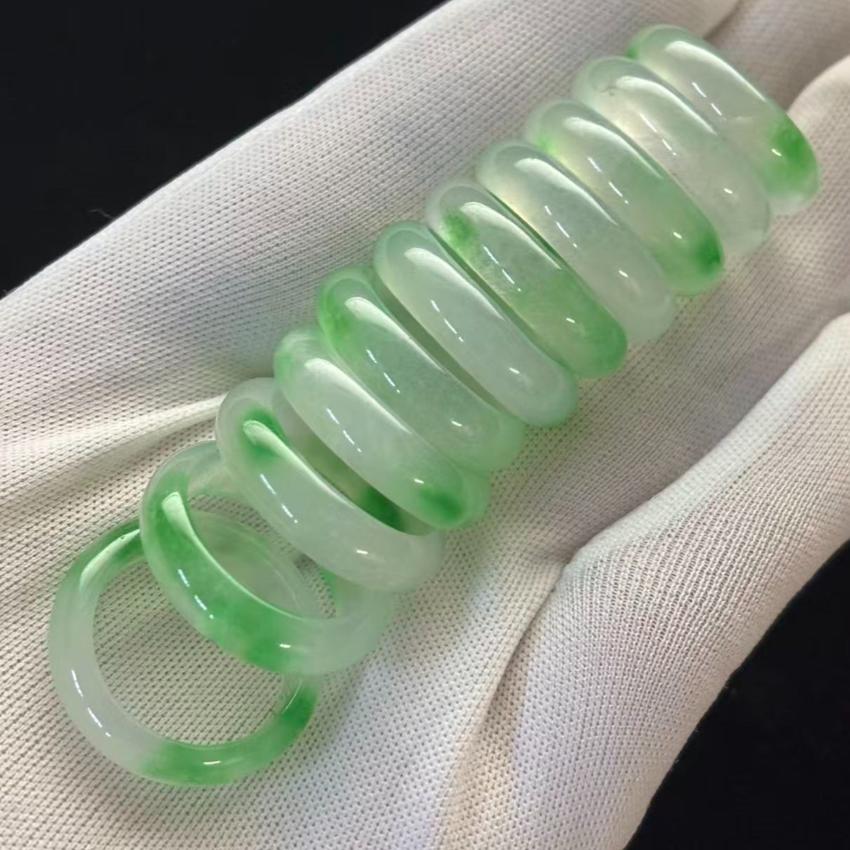 US Size 9.75, Burmese Translucent Natural Jade Jadeite Ring Band