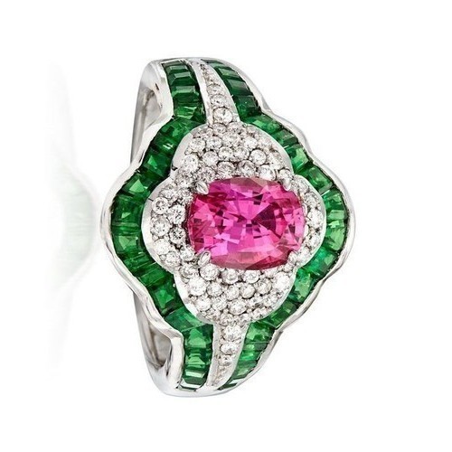 3.12Ct Art Deco Style Lab Created Diamond Emerald Wedding 14K White Gold FN Ring