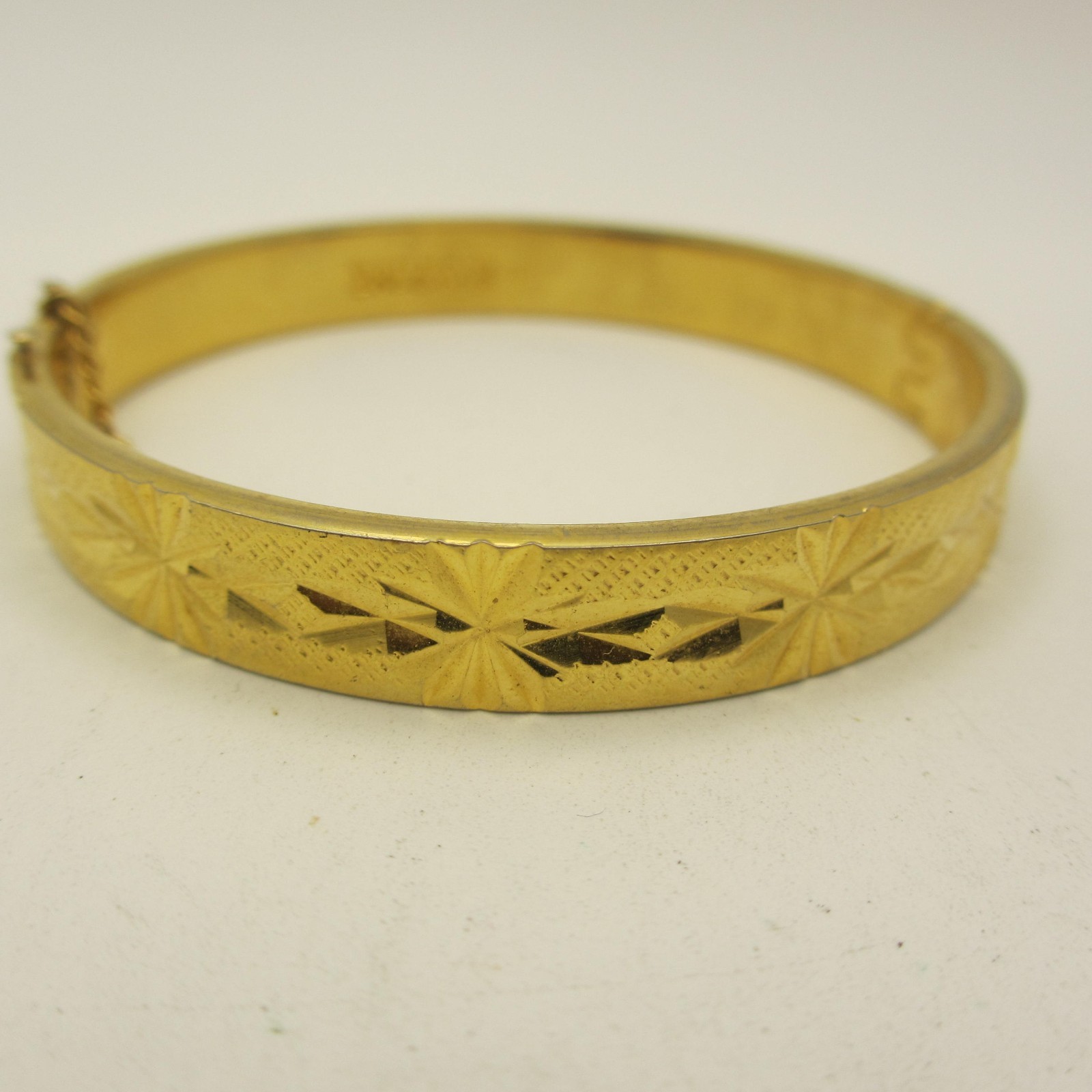 Vintage Rolled Gold Bracelet Atomic Starburst Etched BROKEN SAFETY CHAIN
