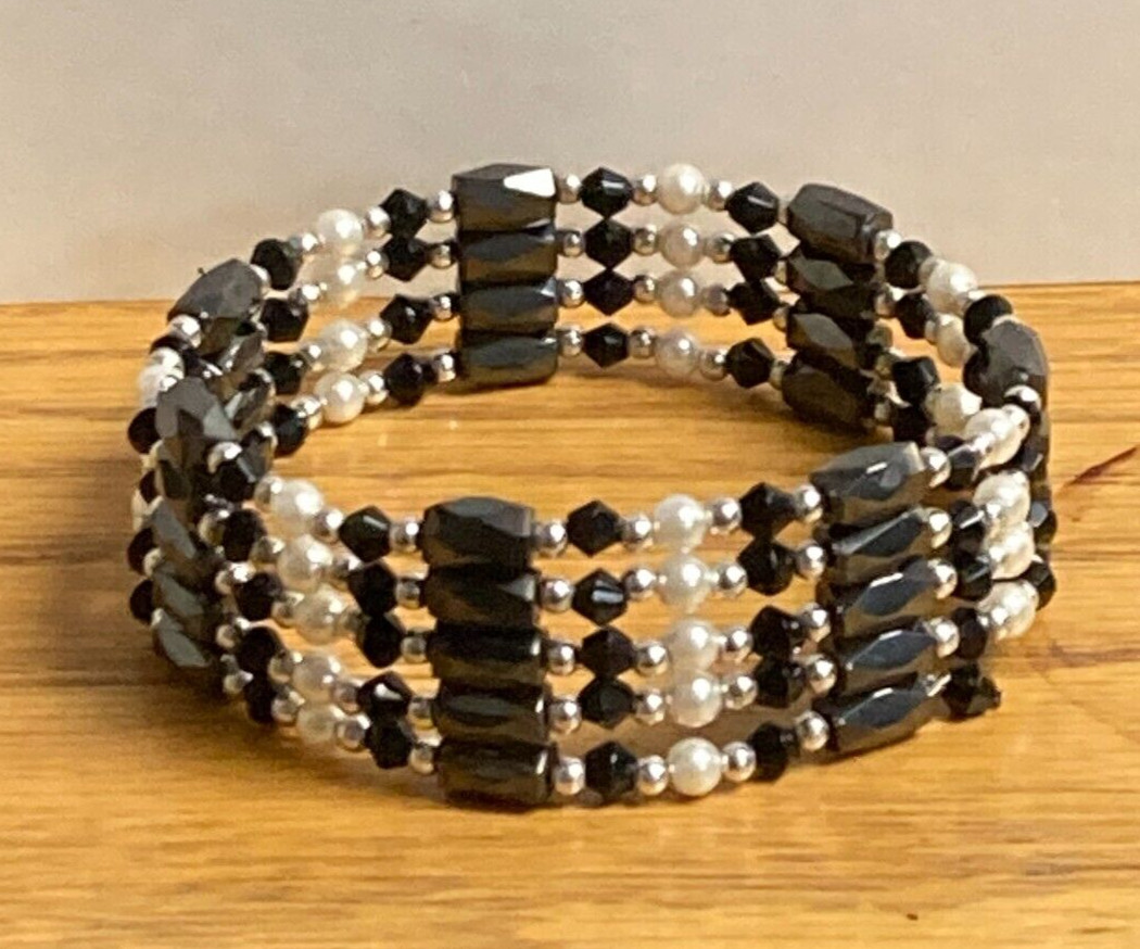 Vintage 35.5″ Magnetic Hematite Beaded Combo Bracelet Or Necklace