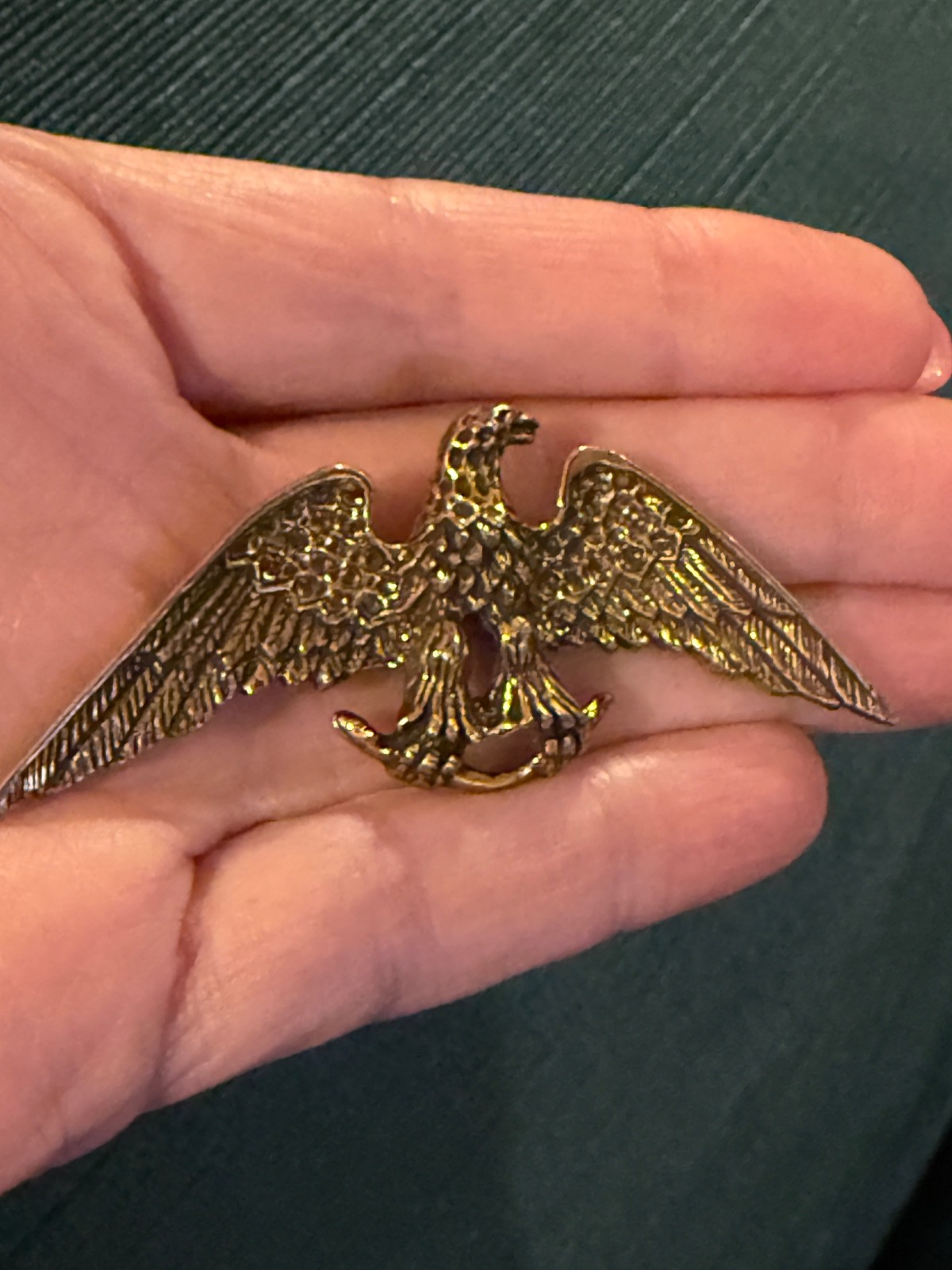 Vintage Eagle Brooch Pin Gold Tone Detailed signed Zentall 1950s Figural