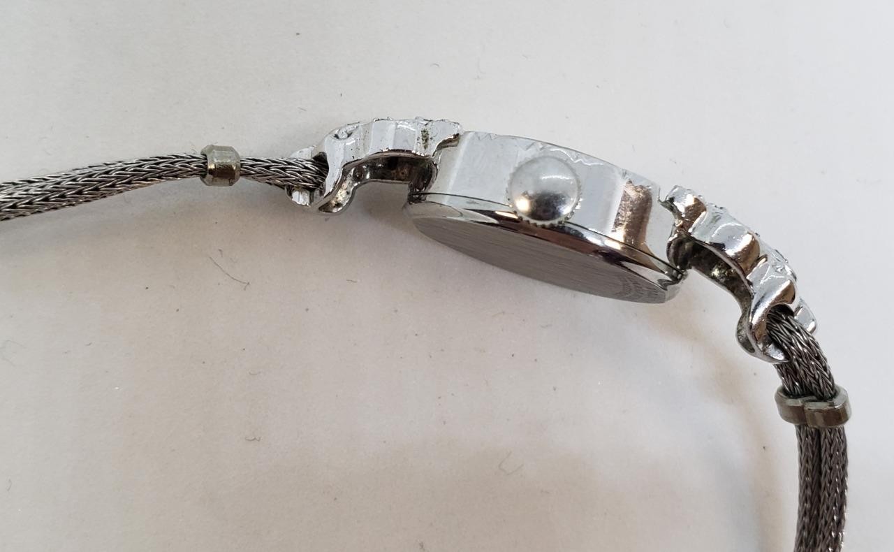 Elgin Cocktail Wristwatch 10k White Gold RGP Bezel Stainless Back JB 10k GF Band
