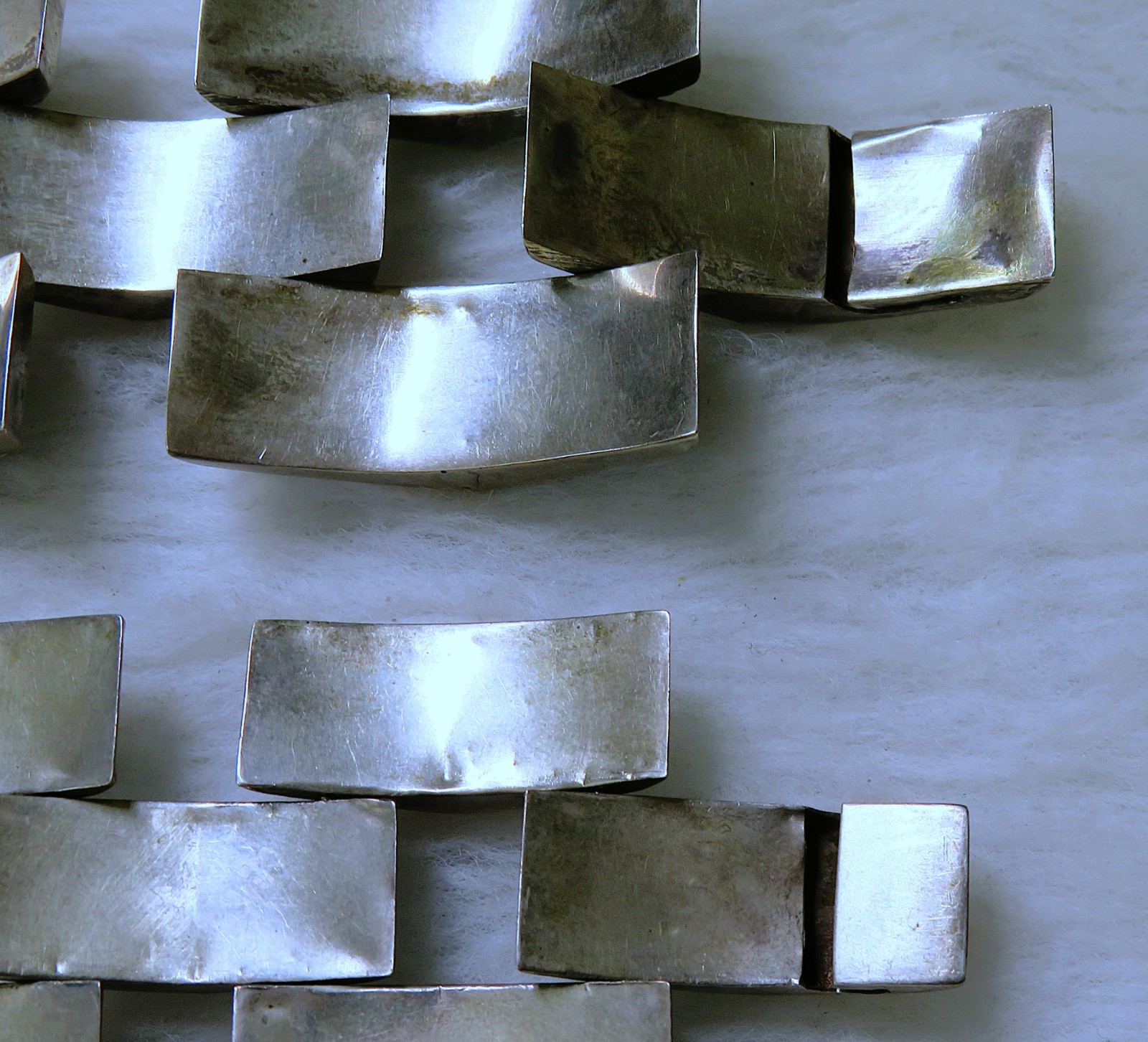 2 Taxco, sterling silver panel Bracelets