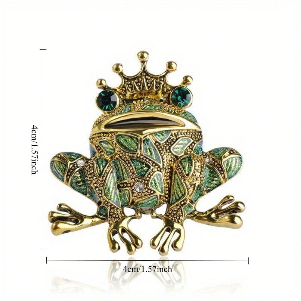 Vintage Black Frog Brooch Green Eyes Toad Pin Unisex Coat Scarf Gift Accessory